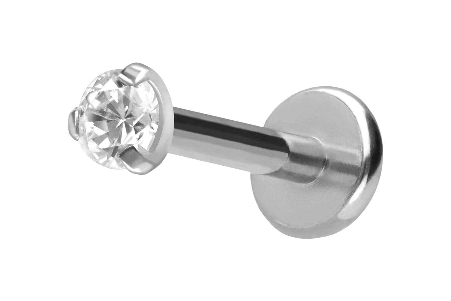 Titan Labret Piercing mit Push Fit EINGEFASSTER KRISTALL